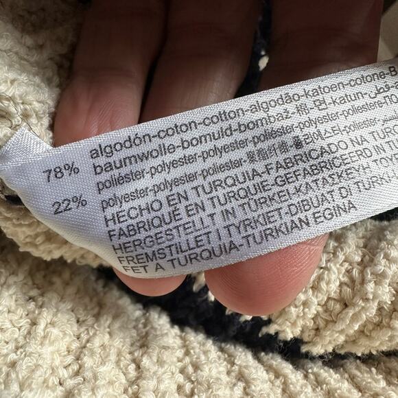 Zara Chunky Knit Sweater Drawstring Rope Stripe Beachy Coastal Nautical - Picture 8 of 8